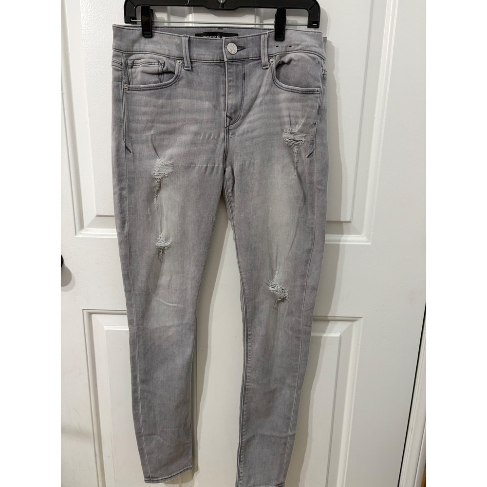 Express Mia Mid Rise Legging 2014 || 8R || Gray Distressed ||